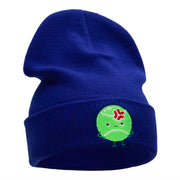 Injured Tennis Ball Embroidered Long Knitted Beanie