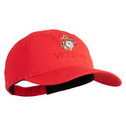 Marine Veteran Embroidered 6 Panel Unstructured Cotton Twill Cap Made in USA - Red OSFM