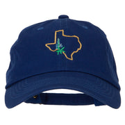 Texas Bluebonnet with Map Embroidered Unstructured Washed Cap