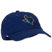 Texas Bluebonnet with Map Embroidered Unstructured Washed Cap