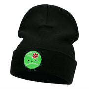 Injured Tennis Ball Embroidered Long Knitted Beanie