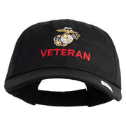 Marine Veteran Embroidered 6 Panel Unstructured Cotton Twill Cap Made in USA - Black OSFM