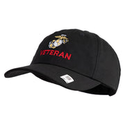 Marine Veteran Embroidered 6 Panel Unstructured Cotton Twill Cap Made in USA - Black OSFM