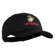 Marine Veteran Embroidered 6 Panel Unstructured Cotton Twill Cap Made in USA - Black OSFM