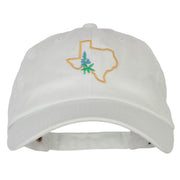 Texas Bluebonnet with Map Embroidered Unstructured Washed Cap