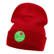 Injured Tennis Ball Embroidered Long Knitted Beanie