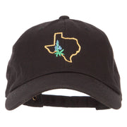 Texas Bluebonnet with Map Embroidered Unstructured Washed Cap