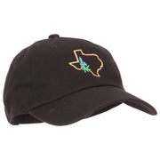 Texas Bluebonnet with Map Embroidered Unstructured Washed Cap