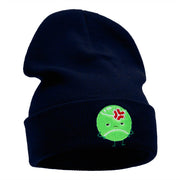 Injured Tennis Ball Embroidered Long Knitted Beanie