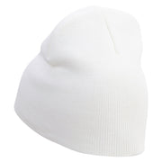 Cute Devil Ghost Embroidered 8 Inch Knitted Short Beanie - White OSFM