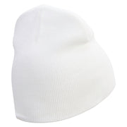 Cute Devil Ghost Embroidered 8 Inch Knitted Short Beanie - White OSFM