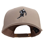 Football Player Silhouette Embroidered Unconstructed high profile Cotton Flat Bill Cap - Khaki OSFM