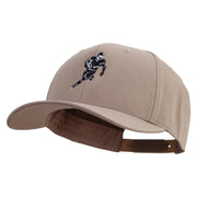 Football Player Silhouette Embroidered Unconstructed high profile Cotton Flat Bill Cap - Khaki OSFM