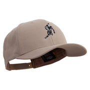 Football Player Silhouette Embroidered Unconstructed high profile Cotton Flat Bill Cap - Khaki OSFM