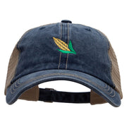 Corn Embroidered Pigment Dyed Mesh Cap