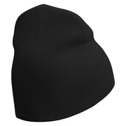 Cute Devil Ghost Embroidered 8 Inch Knitted Short Beanie - Black OSFM