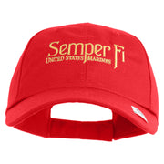United States Marines Semper Fi Embroidered 6 Panel Unstructured Cotton Twill Cap Made in USA - Red OSFM