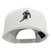 Football Player Silhouette Embroidered Unconstructed high profile Cotton Flat Bill Cap - White OSFM