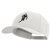 Football Player Silhouette Embroidered Unconstructed high profile Cotton Flat Bill Cap - White OSFM