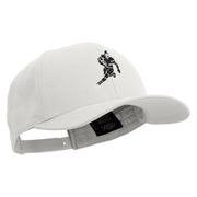 Football Player Silhouette Embroidered Unconstructed high profile Cotton Flat Bill Cap - White OSFM