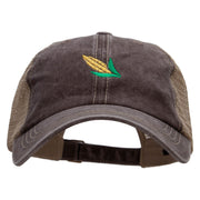 Corn Embroidered Pigment Dyed Mesh Cap