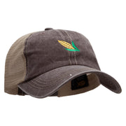 Corn Embroidered Pigment Dyed Mesh Cap