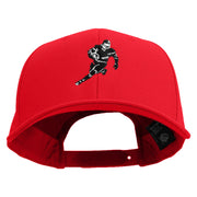 Football Player Silhouette Embroidered Unconstructed high profile Cotton Flat Bill Cap - Red OSFM