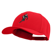 Football Player Silhouette Embroidered Unconstructed high profile Cotton Flat Bill Cap - Red OSFM