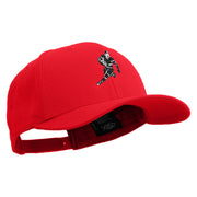 Football Player Silhouette Embroidered Unconstructed high profile Cotton Flat Bill Cap - Red OSFM