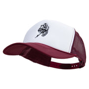 Charging Football Player Embroidered Foam Panel Mesh Snapback - Maroon-White OSFM