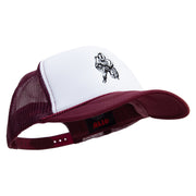 Charging Football Player Embroidered Foam Panel Mesh Snapback - Maroon-White OSFM