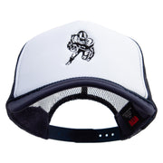 Charging Football Player Embroidered Foam Panel Mesh Snapback - Navy-White OSFM