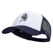 Charging Football Player Embroidered Foam Panel Mesh Snapback - Navy-White OSFM