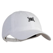 Digital Barcode Embroidered Washed Solid Pigment Dyed Cotton Twill Brass Buckle Cap - White OSFM