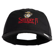 United States Marines Semper Fi Emblem Embroidered 6 Panel Unstructured Cotton Twill Cap Made in USA - Black OSFM