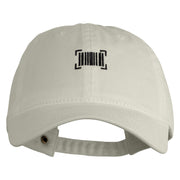 Digital Barcode Embroidered Washed Solid Pigment Dyed Cotton Twill Brass Buckle Cap - Stone Grey OSFM