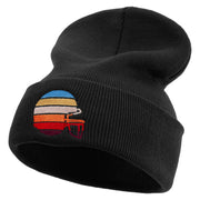 Colorful Football Helmet Embroidered 12 Inch Long Knitted Beanie - Black OSFM