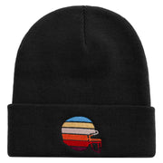 Colorful Football Helmet Embroidered 12 Inch Long Knitted Beanie - Black OSFM