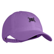 Digital Barcode Embroidered Washed Solid Pigment Dyed Cotton Twill Brass Buckle Cap - Purple OSFM