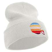 Colorful Football Helmet Embroidered 12 Inch Long Knitted Beanie - White OSFM