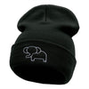 Delicate Elephant Outline Embroidered Knitted Long Beanie