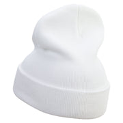 American Football Player Embroidered 12 Inch Long Knitted Beanie - White OSFM