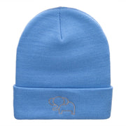 Delicate Elephant Outline Embroidered Knitted Long Beanie