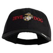 Devil Dog Embroidered 6 Panel Unstructured Cotton Twill Cap Made in USA - Black OSFM