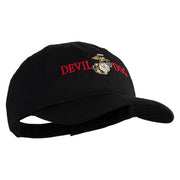 Devil Dog Embroidered 6 Panel Unstructured Cotton Twill Cap Made in USA - Black OSFM