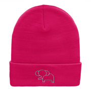 Delicate Elephant Outline Embroidered Knitted Long Beanie