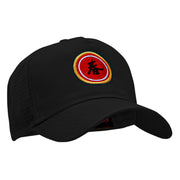 Lunar New Year Symbol Embroidered Solid Cotton Twill 5 Panel Mesh Cap