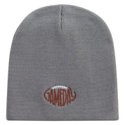 Football Game Day Embroidered 8 inch Acrylic Short beanie - Grey OSFM