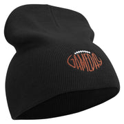 Football Game Day Embroidered 8 inch Acrylic Short beanie - Black OSFM