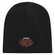 Football Game Day Embroidered 8 inch Acrylic Short beanie - Black OSFM